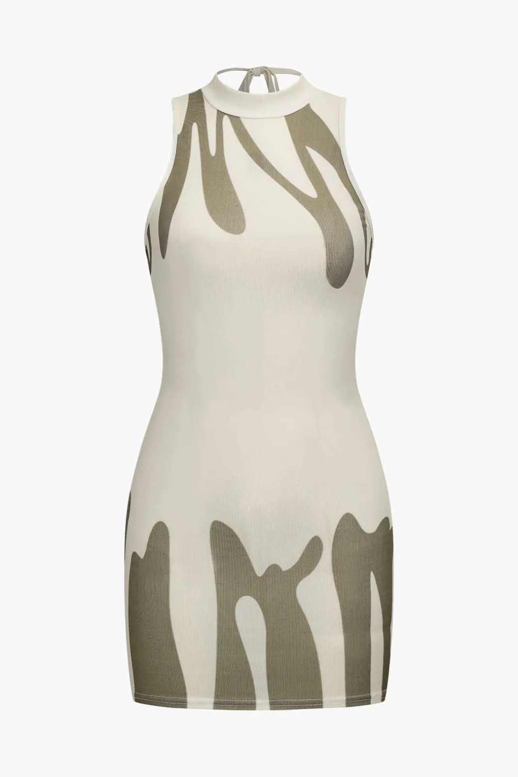 Online Abstract Print Backless Tie-Up Sleeveless Mini Dress Mini Dresses
