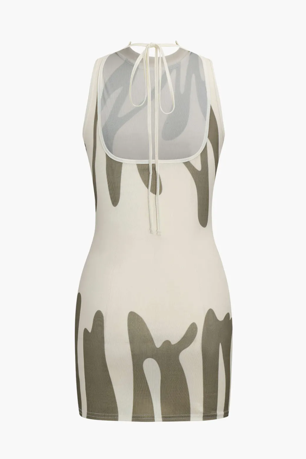 Online Abstract Print Backless Tie-Up Sleeveless Mini Dress Mini Dresses