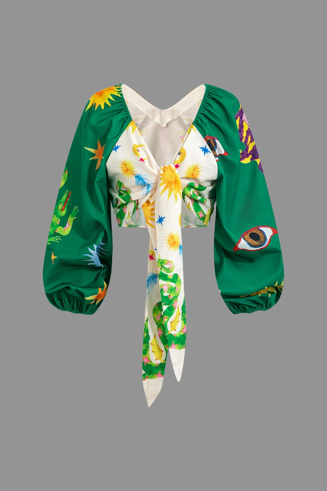 Flash Sale Abstract Print Puff Sleeve Two-Piece Shorts Set Short Sets