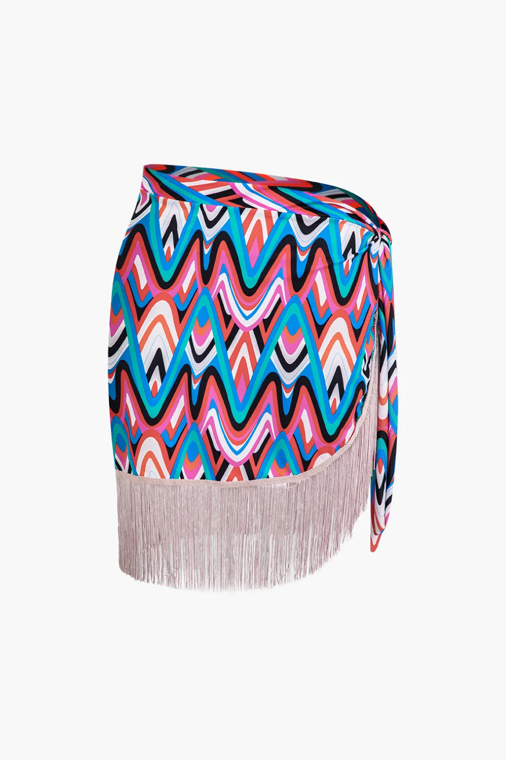 Online Abstract Printed Fringe Cover Up Swimwear