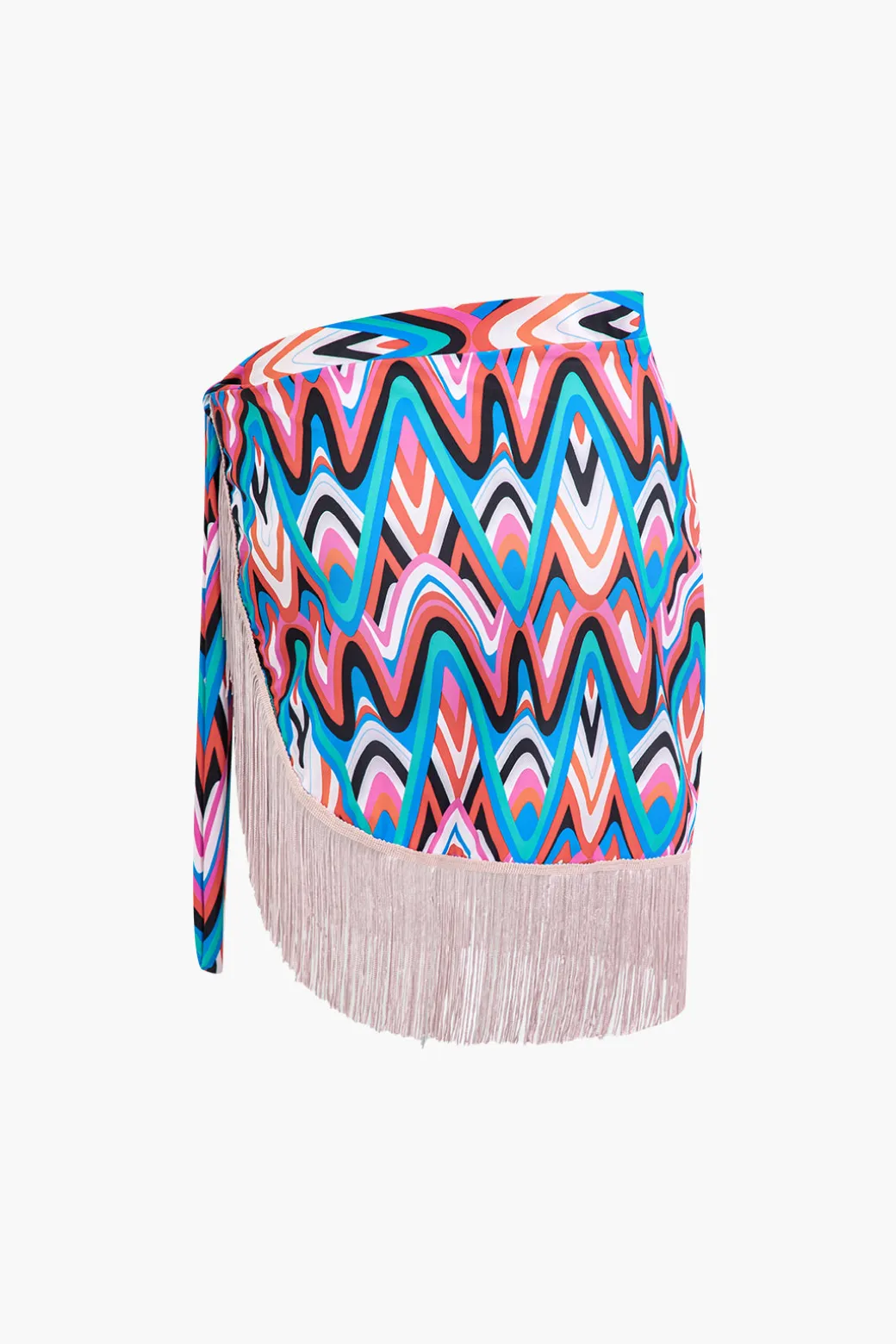 Online Abstract Printed Fringe Cover Up Swimwear