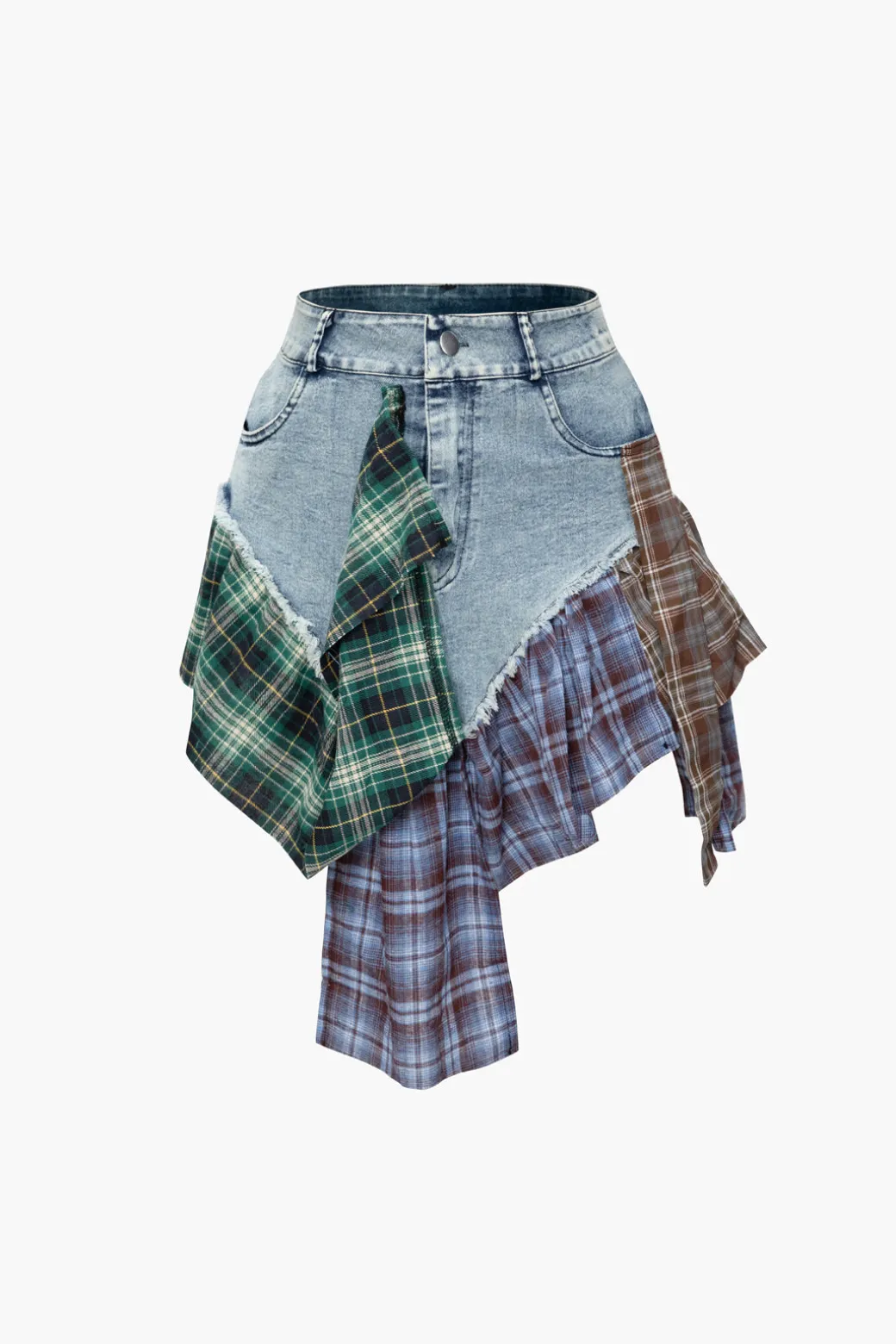 Flash Sale Asymmetric Patchwork Denim Mini Skirt Skirts