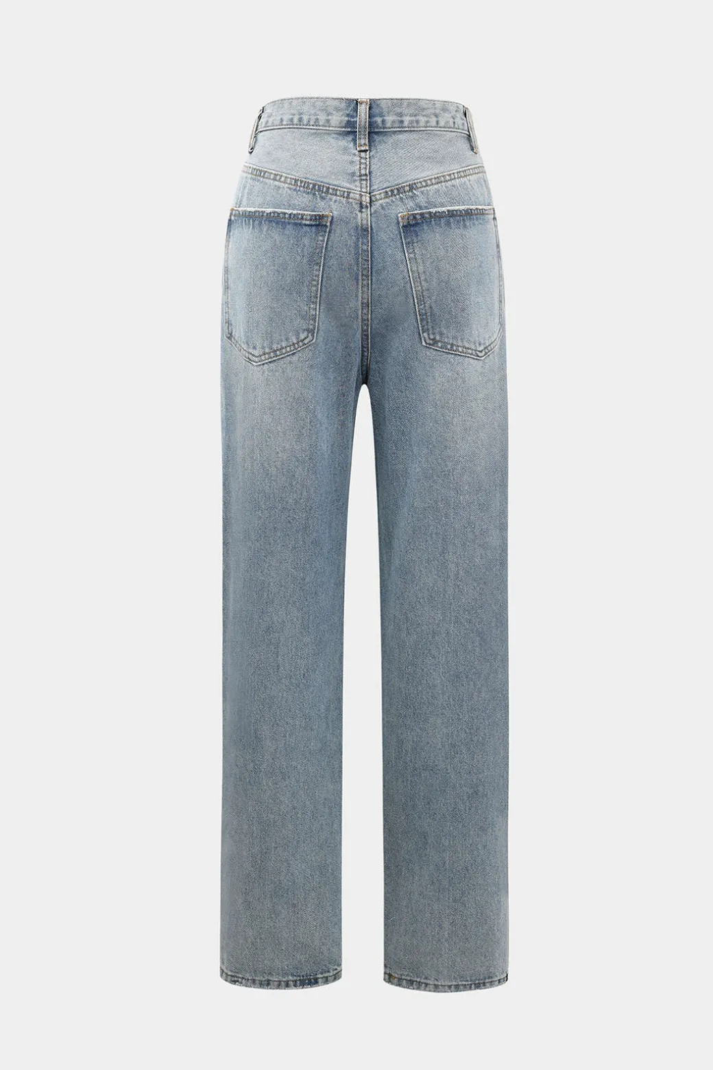 Cheap Asymmetric Waist Straight Leg Jeans Jeans
