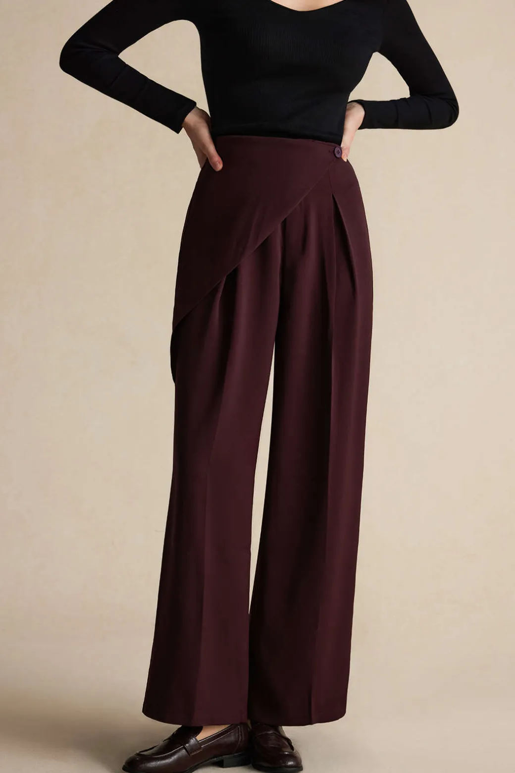 Hot Asymmetric Wide-Leg Pants Pants