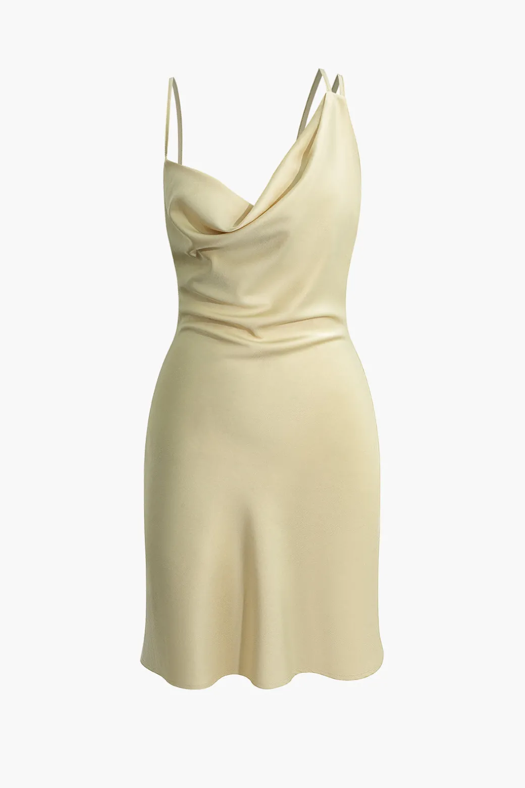 Clearance Asymmetrical Cowl Neck Backless Slip Mini Dress Mini Dresses