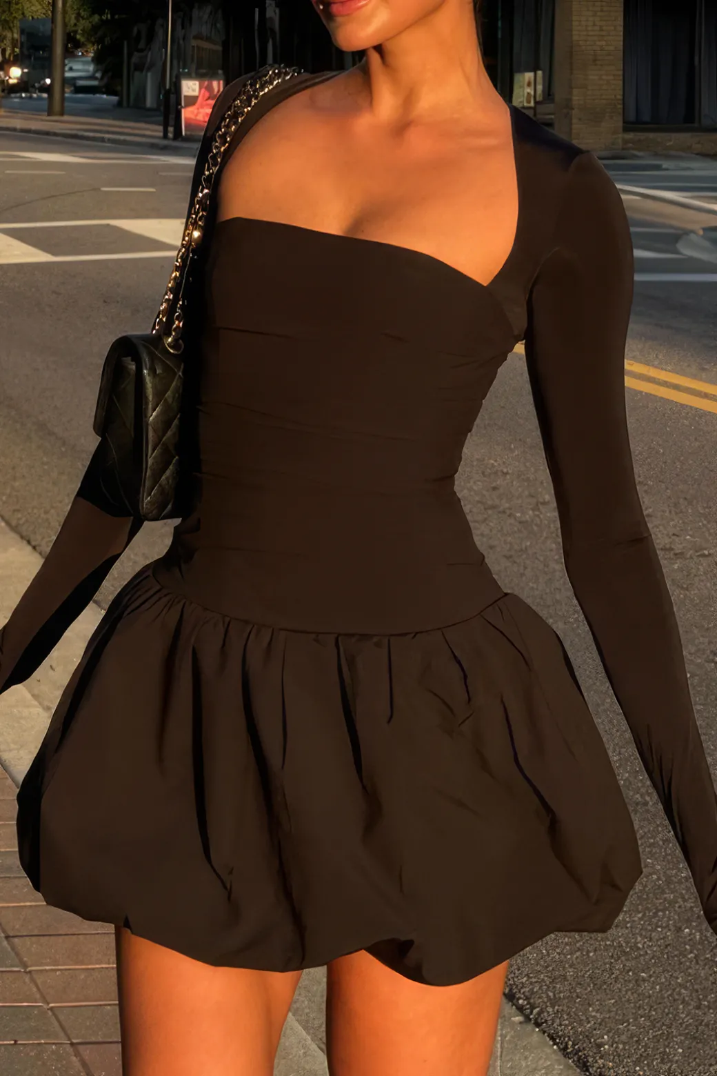 Discount Backless Cut Out Square Neck Mini Dress Long Sleeve Dresses | Mini Dresses
