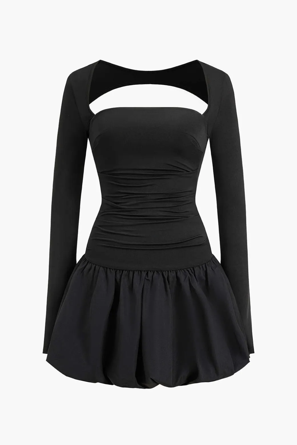 Discount Backless Cut Out Square Neck Mini Dress Long Sleeve Dresses | Mini Dresses