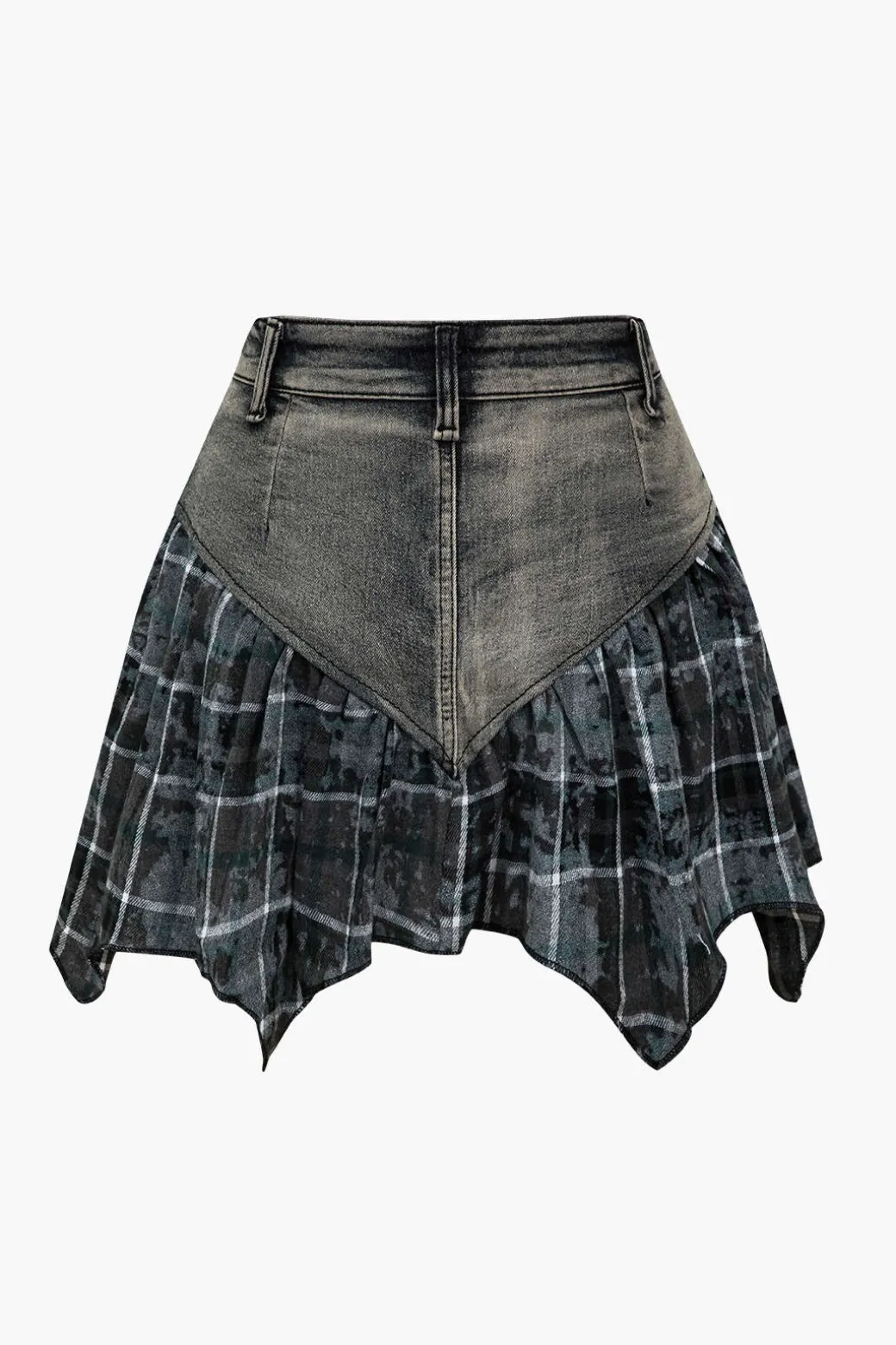 New Basic Patchwork Print Denim Skirt Skirts