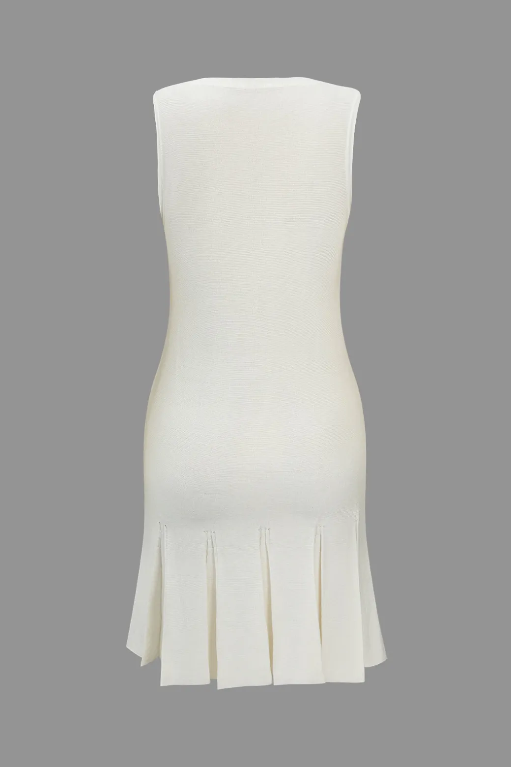 Fashion Basic Solid Knit Button Decoration Pleated Dress Knit Dresses