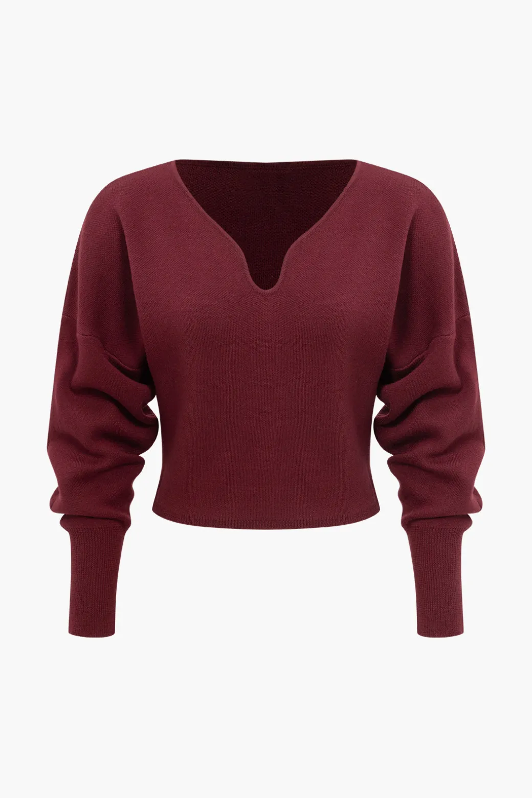 Discount Basic Solid Knit Long-Sleeve Top Knit Tops