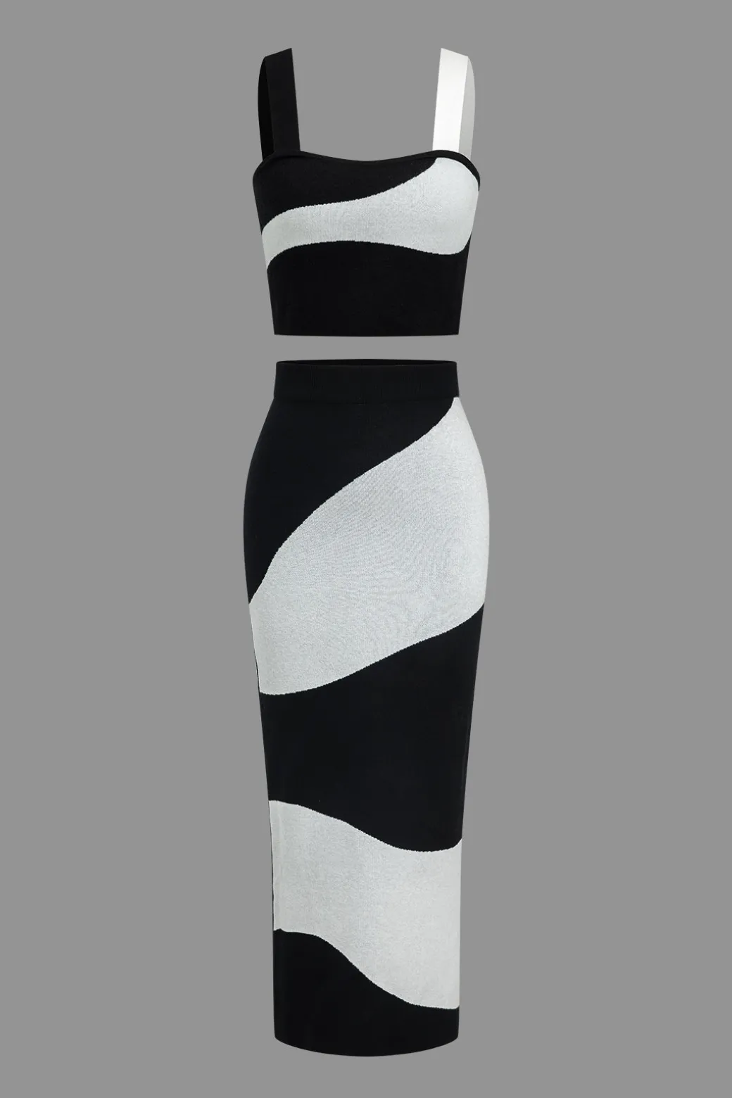 Discount Basic Zebra Print Knit Cami Top And Skirt Set Knit Sets