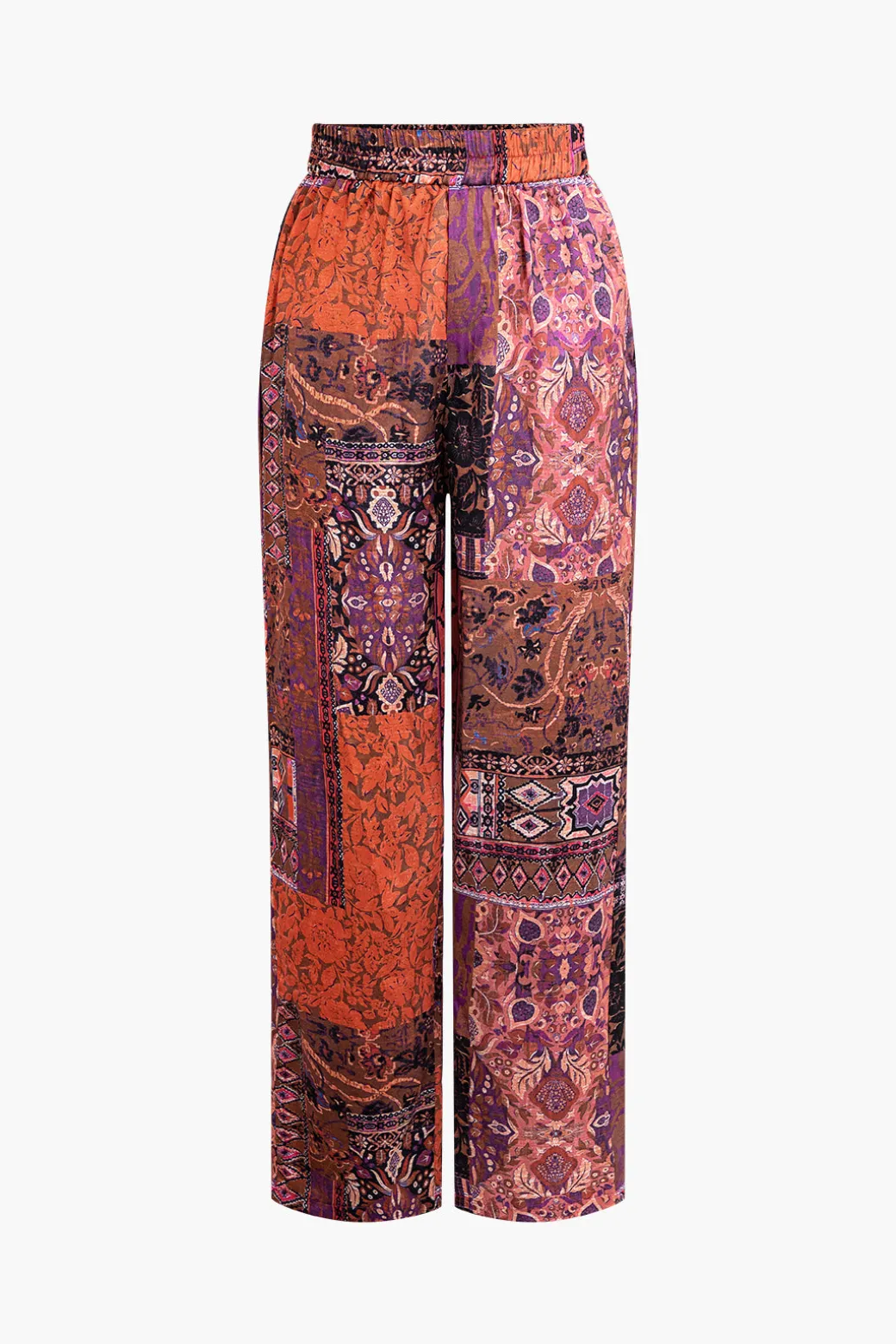 Discount Bohemian Print Straight Leg Pants Pants
