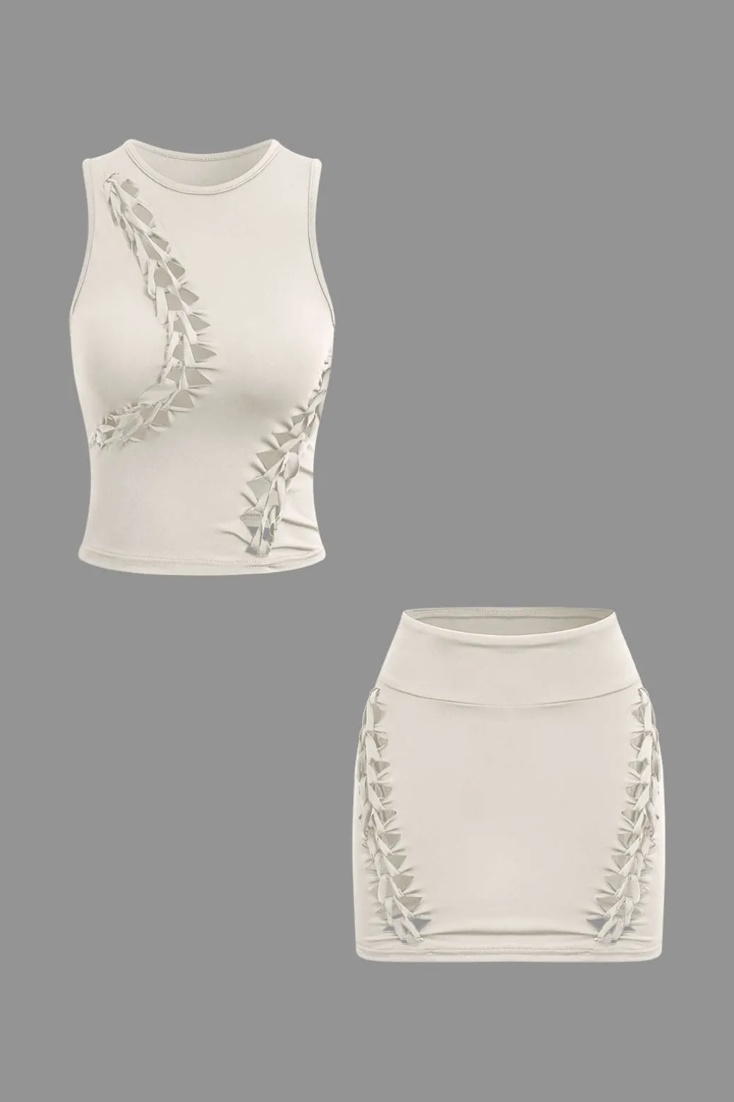 Best Braided Cut Out Round Neck Tank Top And Skirt Set Skirt Sets | Vacation Sets