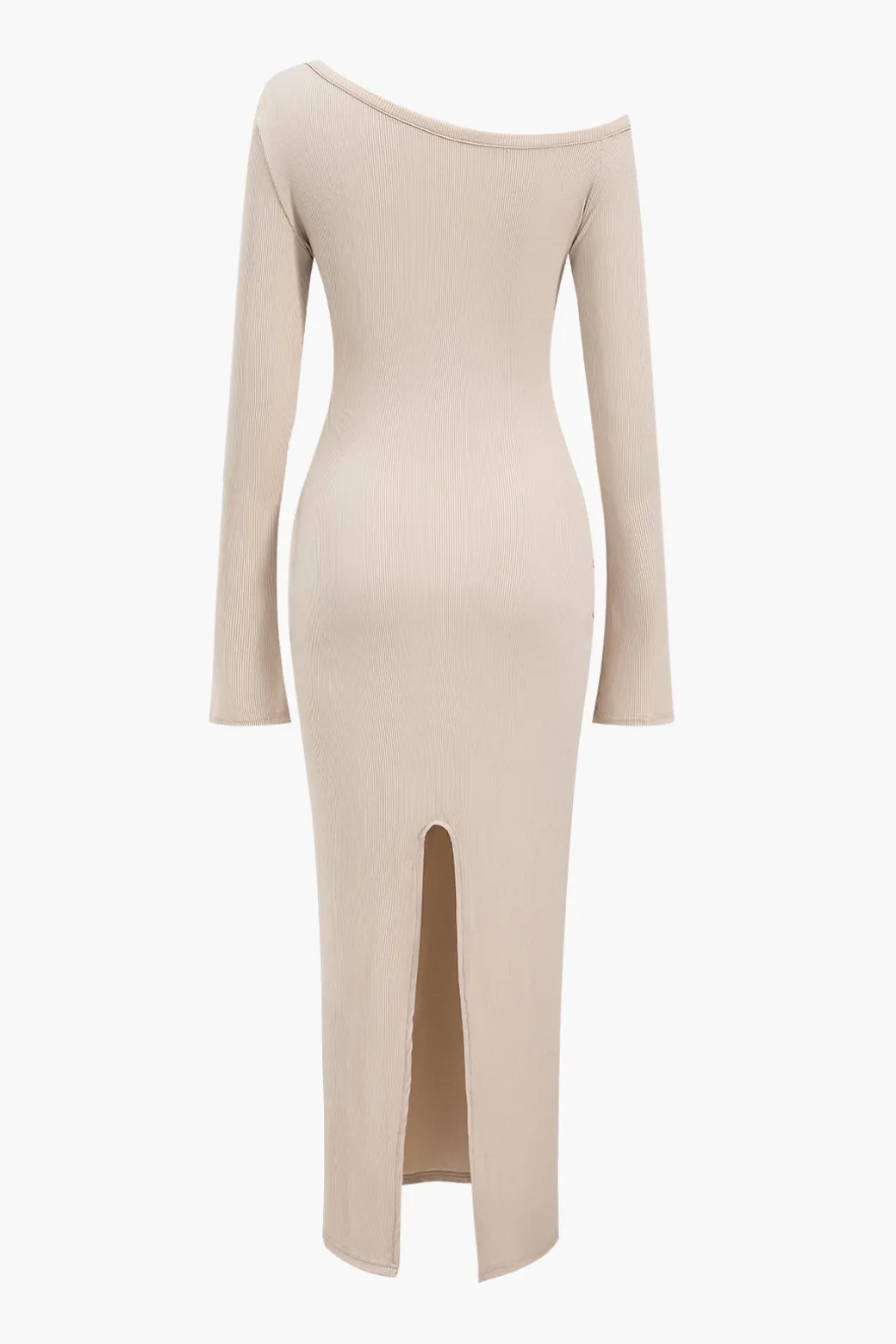 Fashion Button Asymmetric Neck Long Sleeve Maxi Dress Long Sleeve Dresses | Maxi Dresses