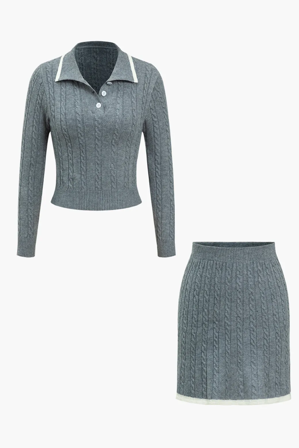 Shop Cable Knit Color Block Skirt Set Knit Sets