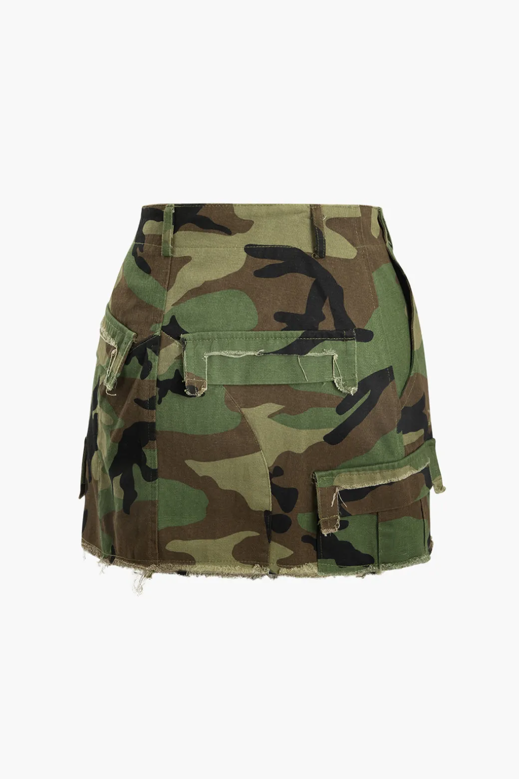Hot Camo Frayed Hem Cargo Skirt Skirts