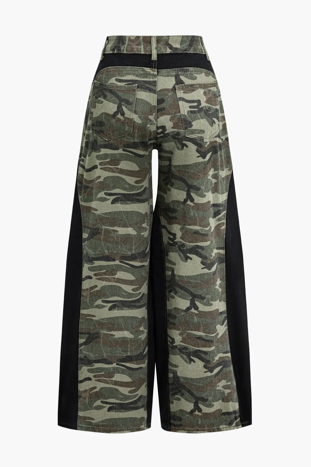 Sale Color Block Camo Print Patchwork Trousers Pants
