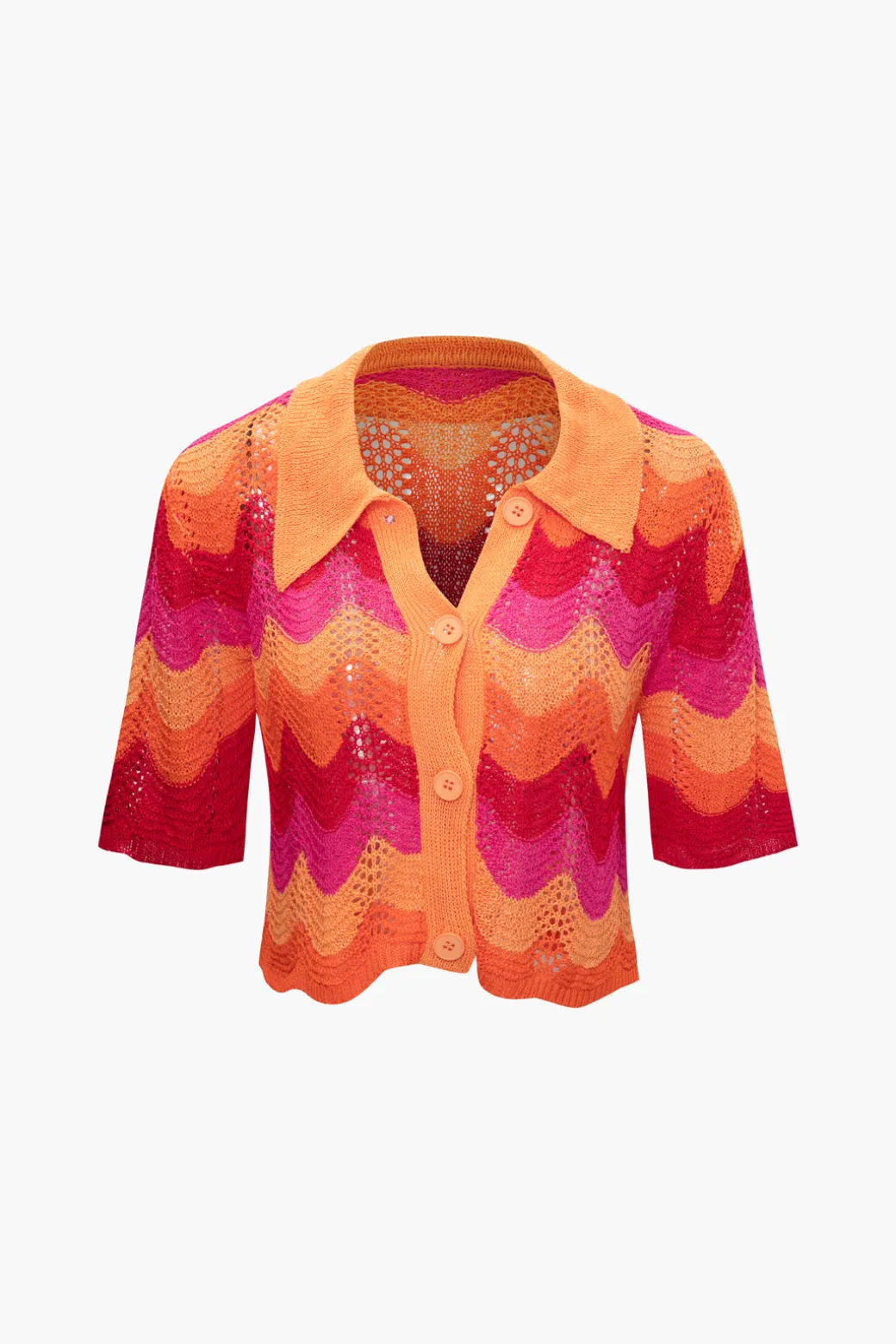 Fashion Color Block Crochet Knit Short Sleeve Top Knitwear | Knit Tops