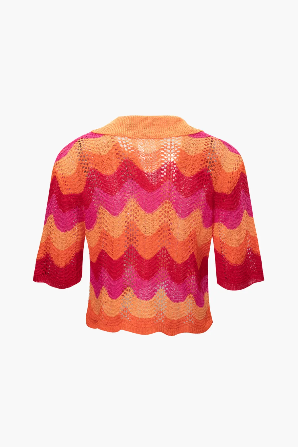 Fashion Color Block Crochet Knit Short Sleeve Top Knitwear | Knit Tops