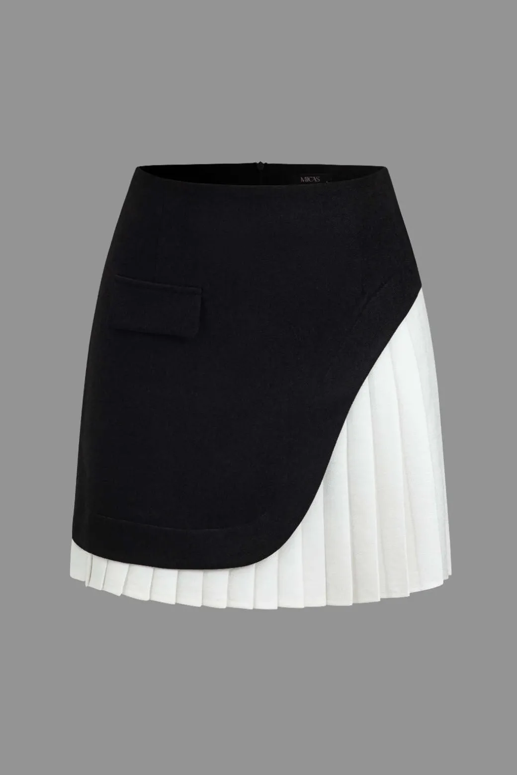 Flash Sale Color Block Pleated Asymmetrical Skirt Skirts