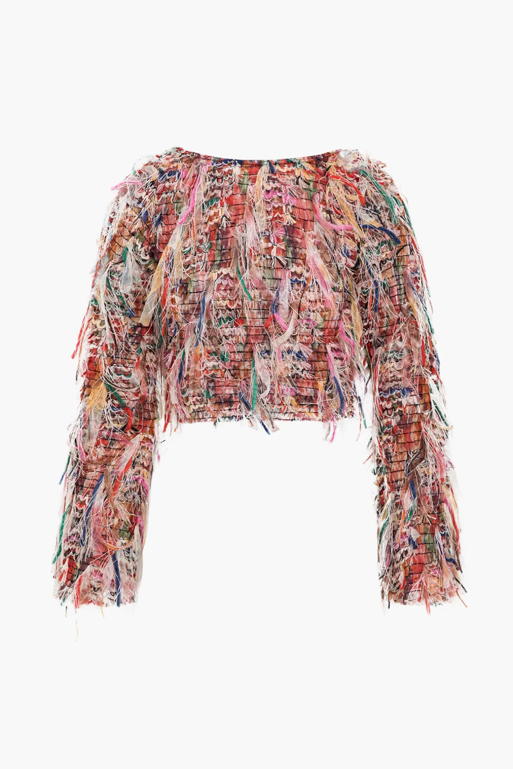 Clearance Color Block Print Fringe Long-Sleeve Shirt Long Sleeve Tops | Long Sleeves Tops