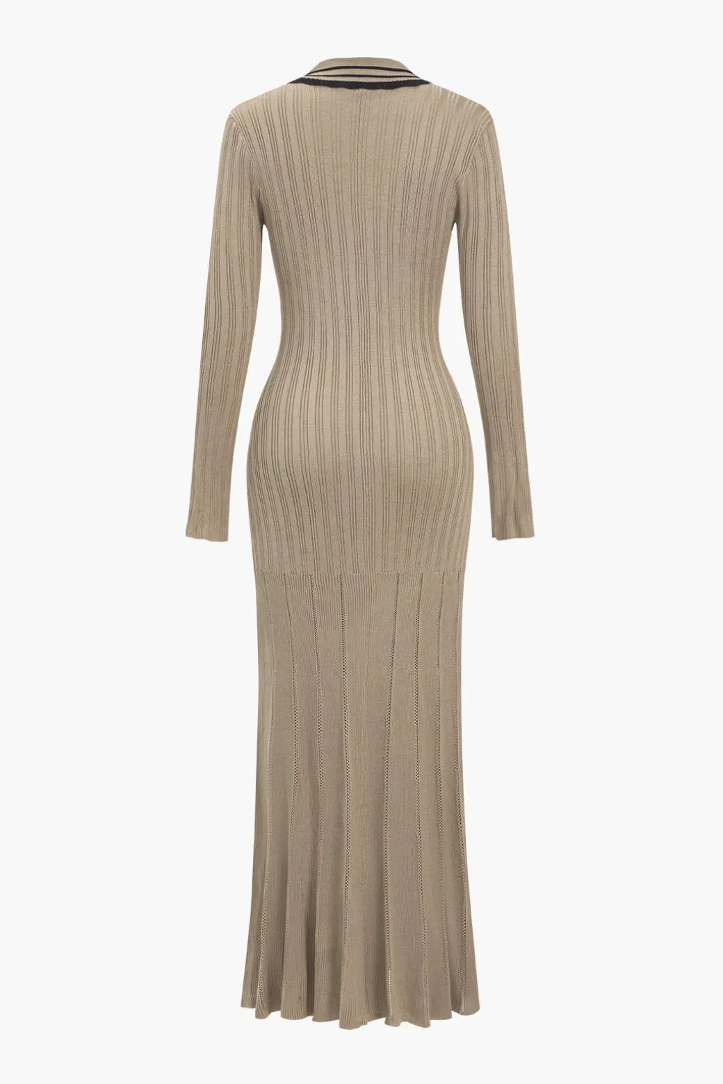 Hot Color Block Print Knit Button Metallic Fake Pockets Dress Long Sleeve Dresses | Knit Dresses