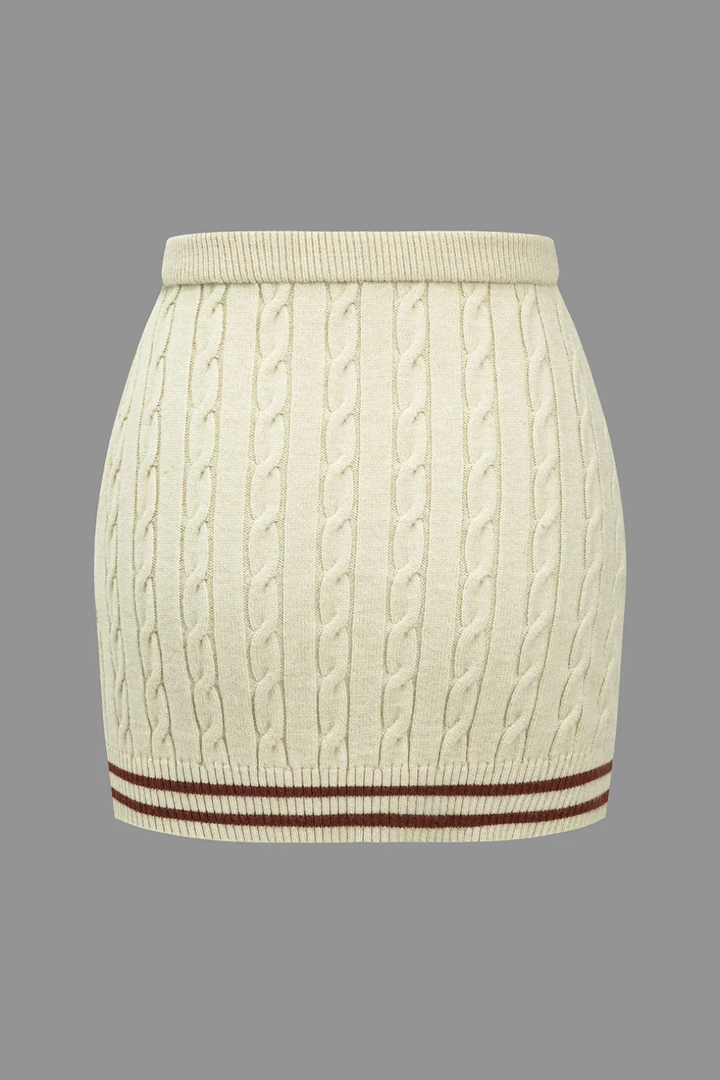 Fashion Color Block Print Knit Button Skirt Knitwear | Knit Bottoms