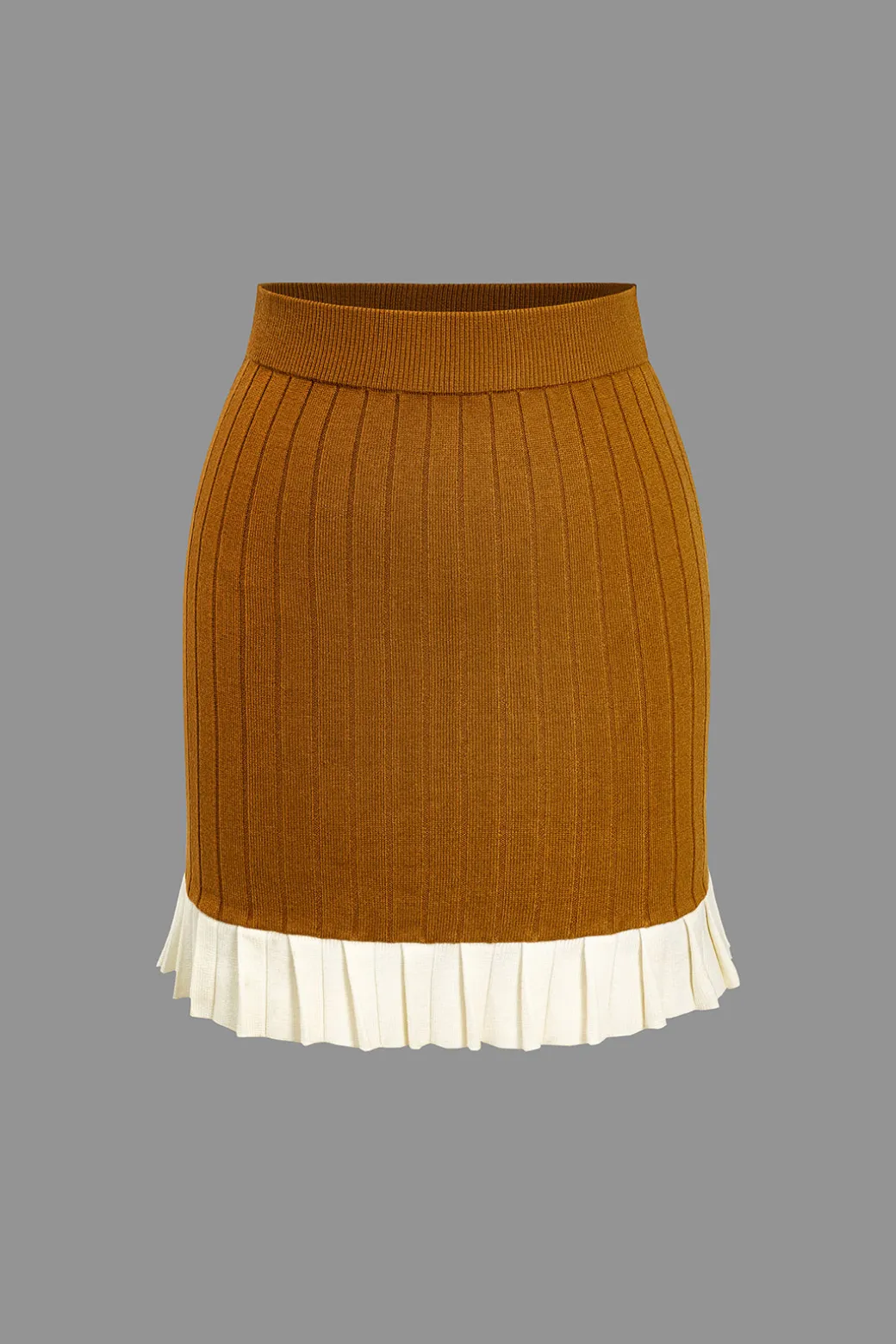 Outlet Color Block Print Knit Pleated Mini Skirt Skirts