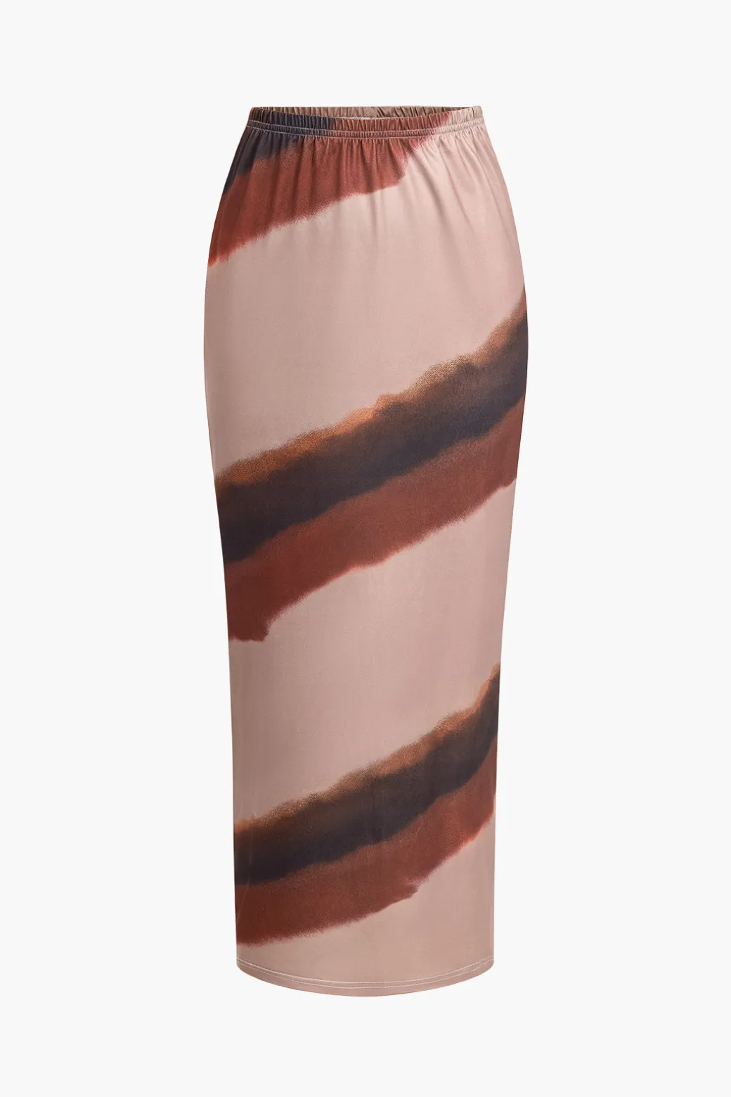 Outlet Color Block Print Slit Midi Skirt Skirts
