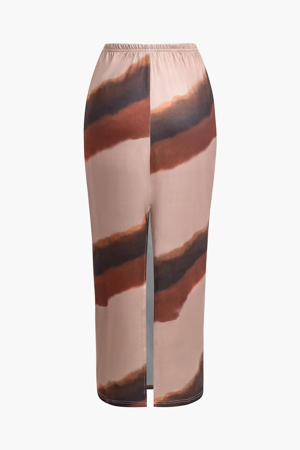 Outlet Color Block Print Slit Midi Skirt Skirts