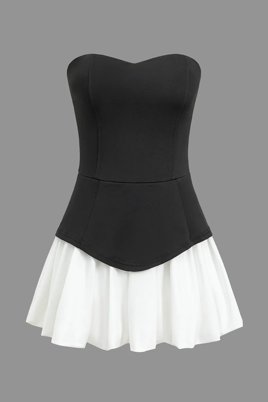 Flash Sale Color Block Ruched Strapless Mini Dress Mini Dresses