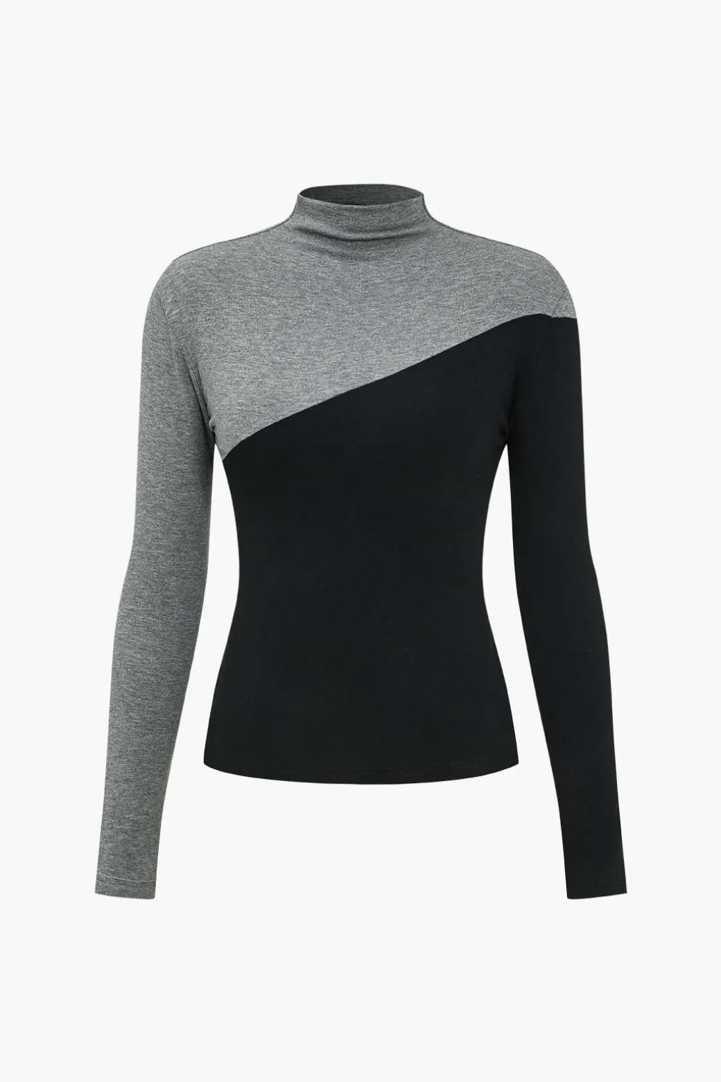 Discount Contrast Mock Neck Long-Sleeve Top Long Sleeve Tops | Long Sleeves Tops