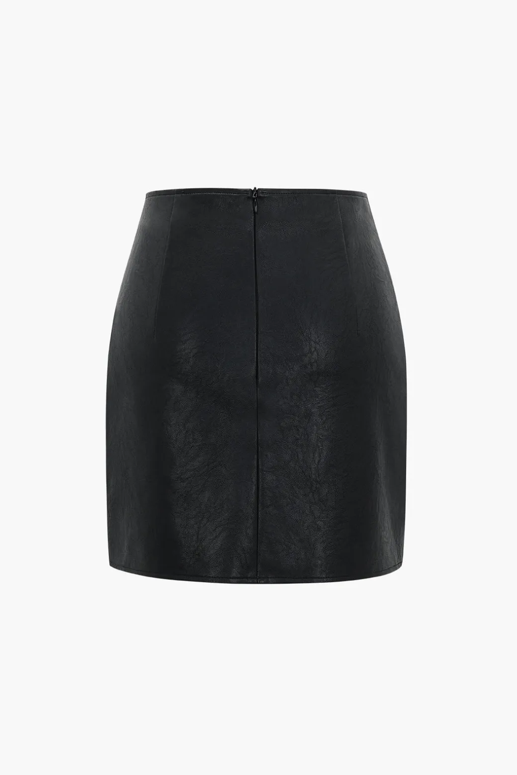 New Contrast Pleated Faux Leather Mini Skirt Skirts