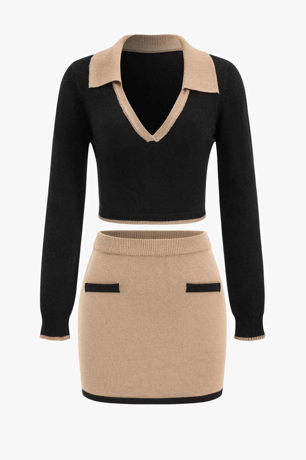 Store Contrast Sweater And Skirt Set Knitwear | Knit Sets