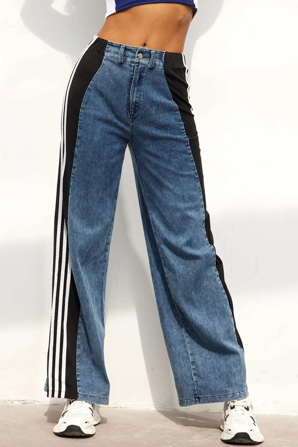 Discount Contrast Wide Leg Jeans Jeans