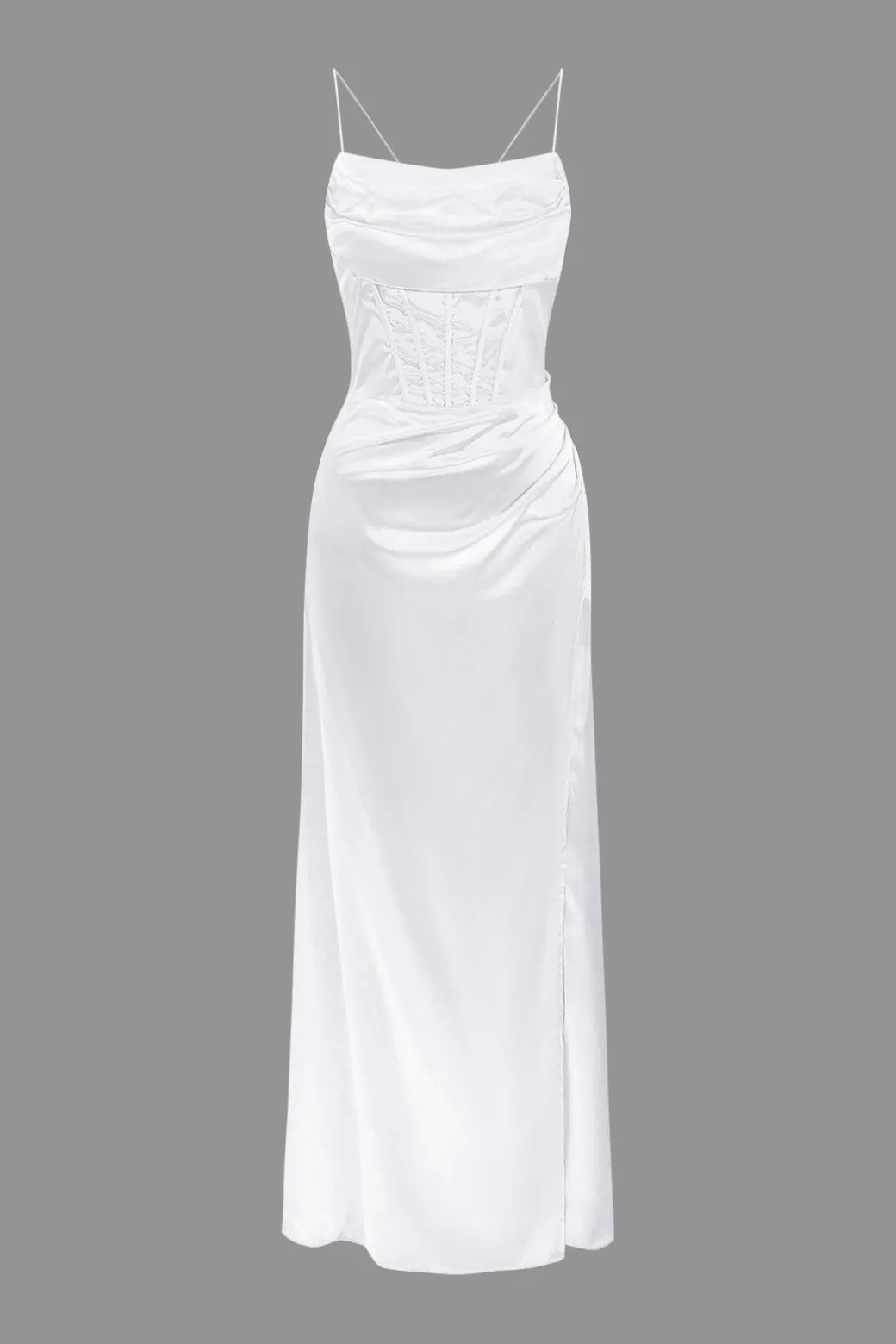 Cheap Corset Cowl Neck High Slit Maxi Dress Maxi Dresses