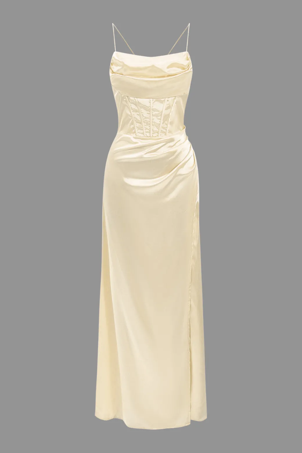 Cheap Corset Cowl Neck High Slit Maxi Dress Maxi Dresses