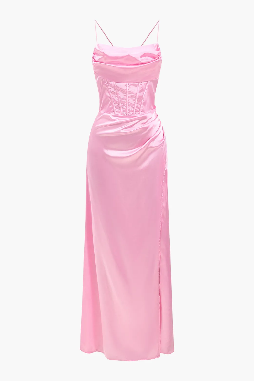 Cheap Corset Cowl Neck High Slit Maxi Dress Maxi Dresses