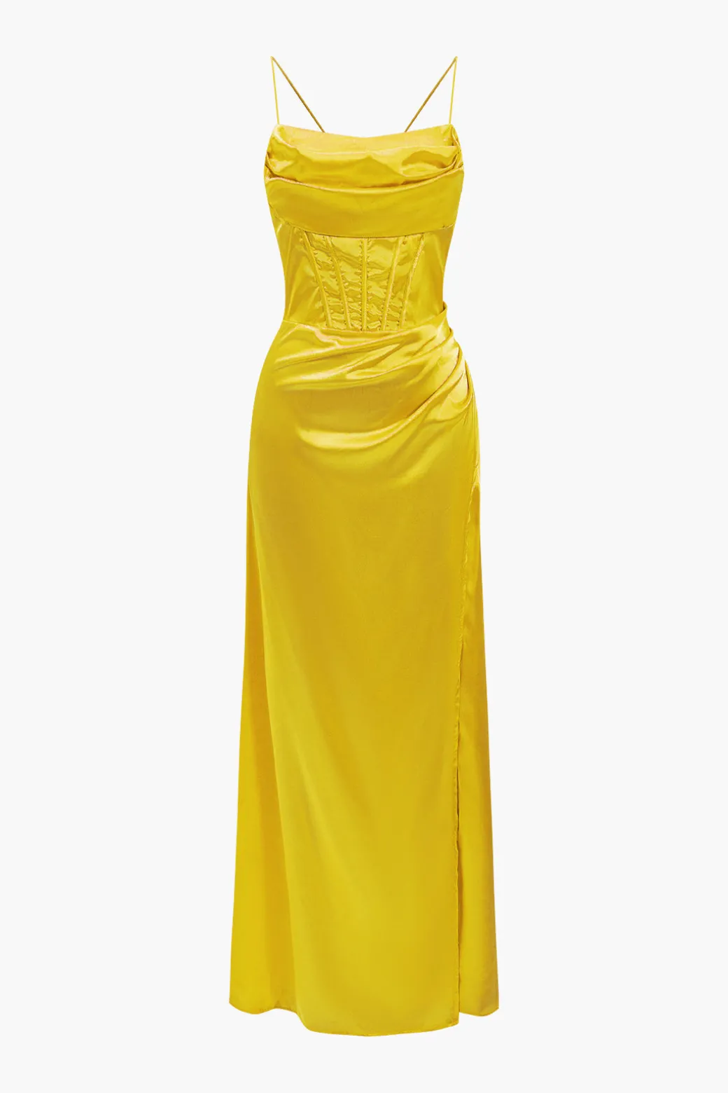 Cheap Corset Cowl Neck High Slit Maxi Dress Maxi Dresses