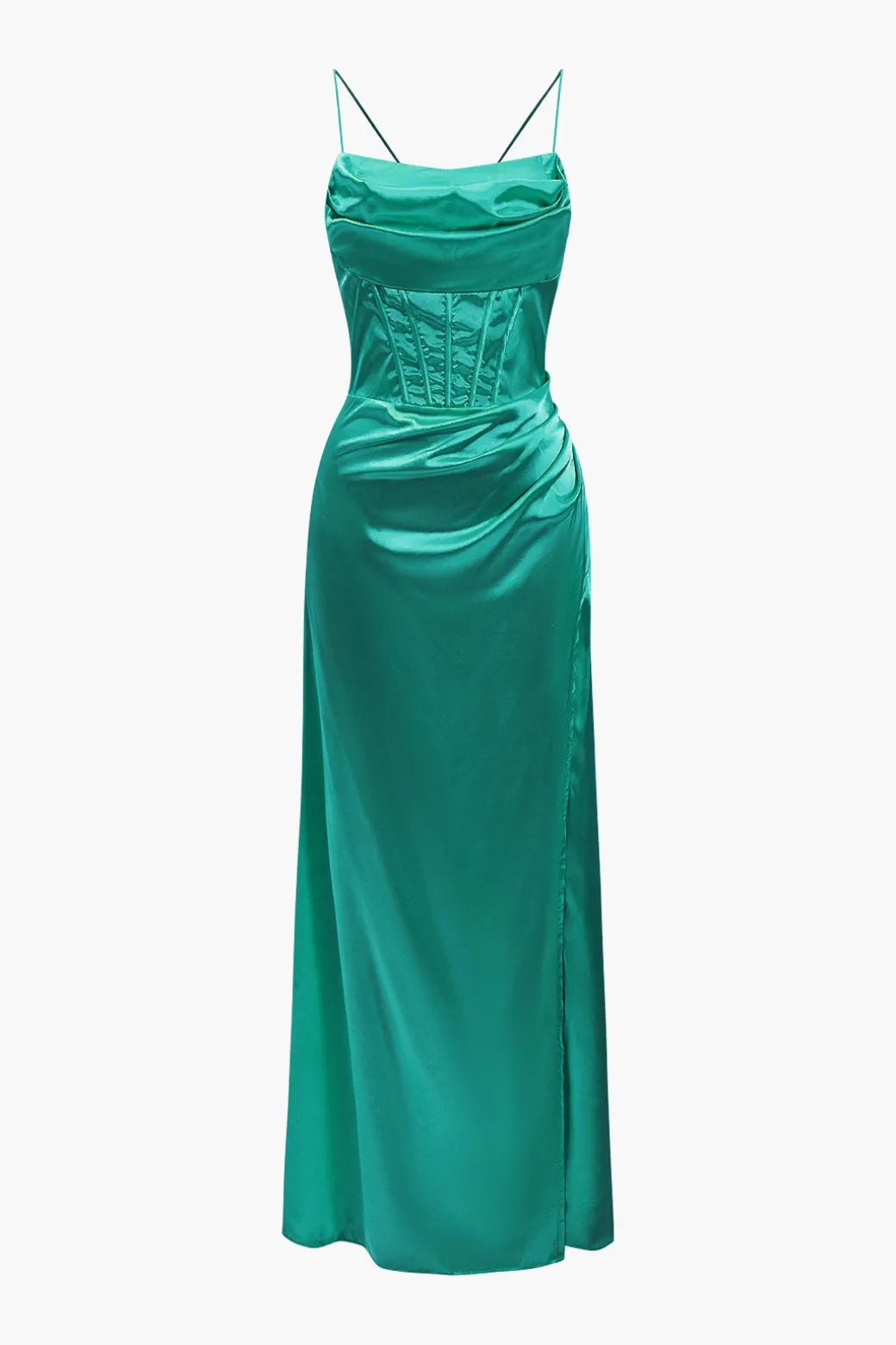 Cheap Corset Cowl Neck High Slit Maxi Dress Maxi Dresses