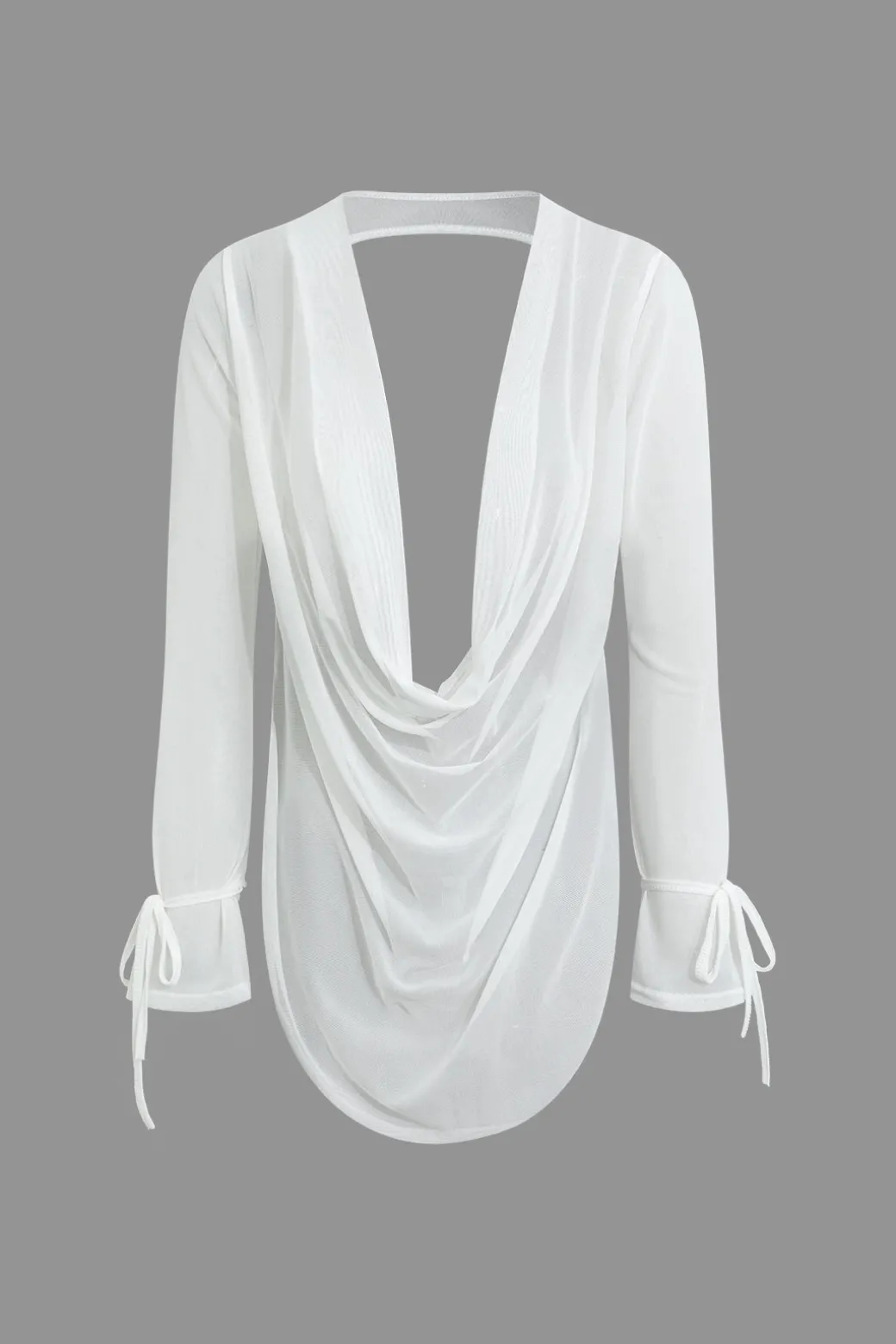 New Cowl Neck Backless Tie Mesh Top And Asymmetrical Mini Skirt Set Skirt Sets | Vacation Sets