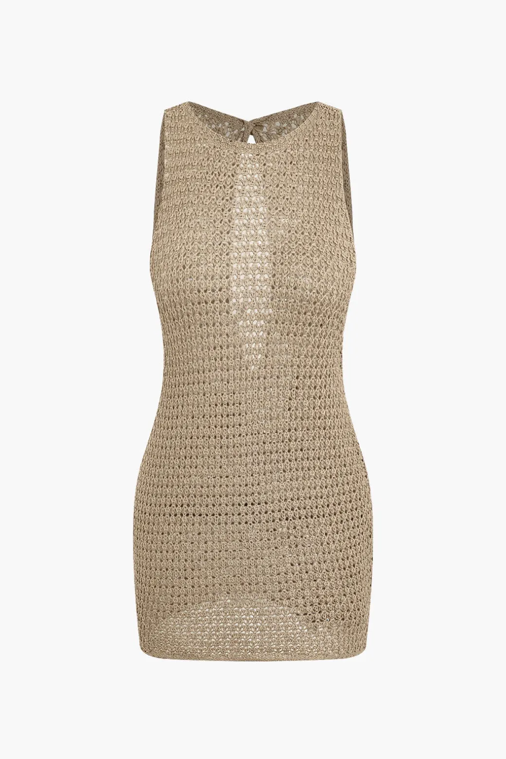 Online Crochet Sleeveless Cut Out Cover Up Swimwear