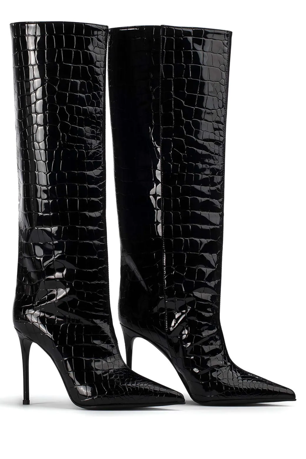 Online Crocodile Leather High Tube Pointed Toe Over The Knee Boots Shoes | Boots