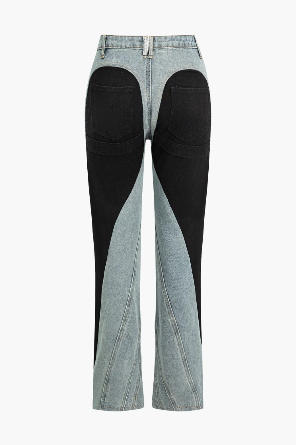 New Denim Patchwork Straight Leg Jeans Jeans