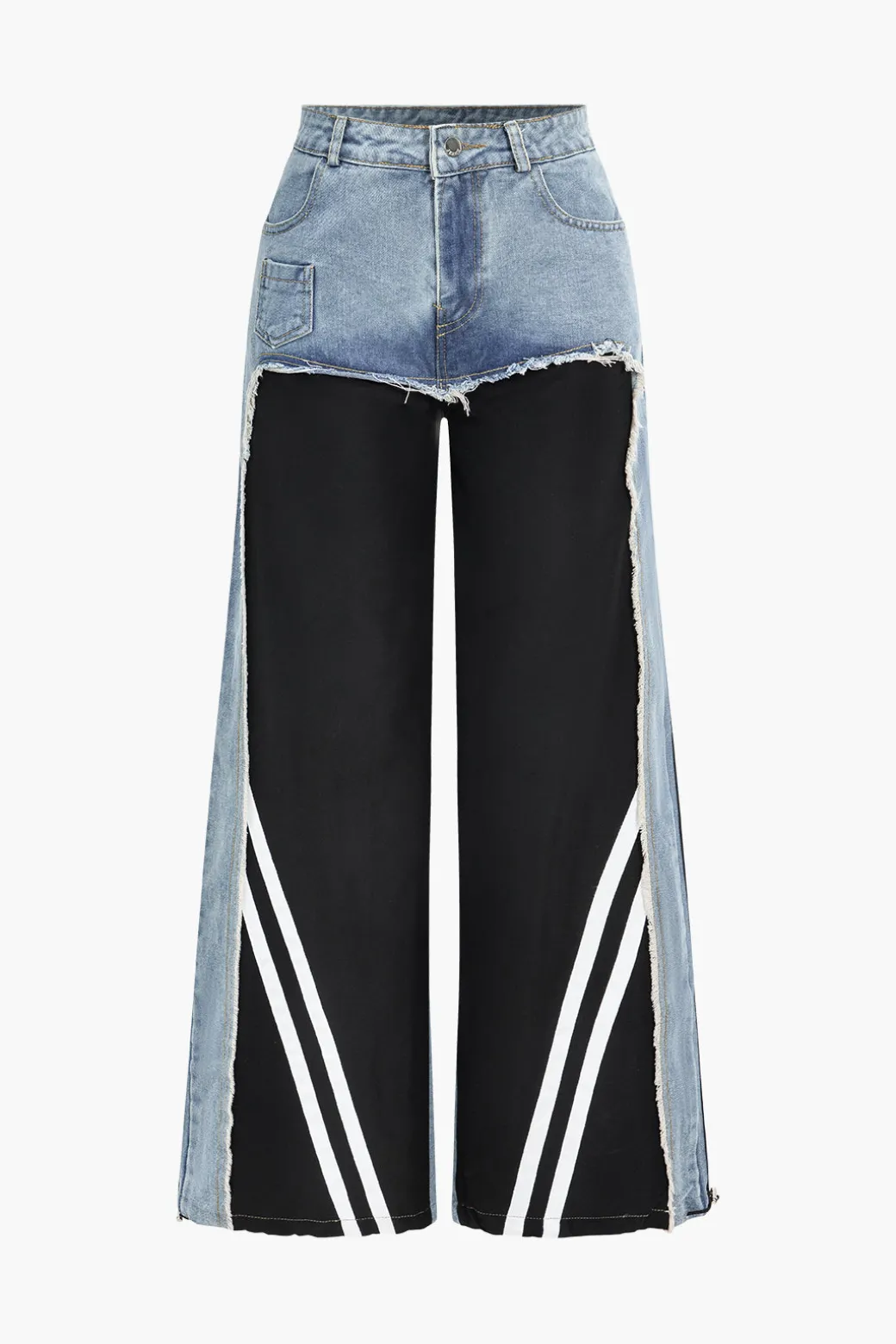 Clearance Denim Patchwork Wide Leg Jeans Jeans