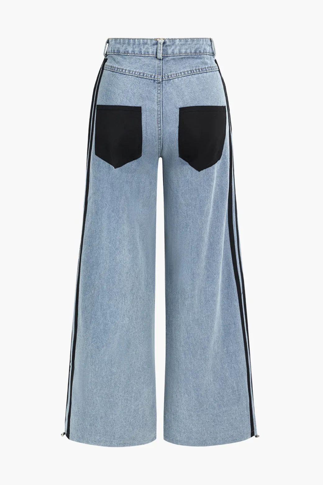 Clearance Denim Patchwork Wide Leg Jeans Jeans
