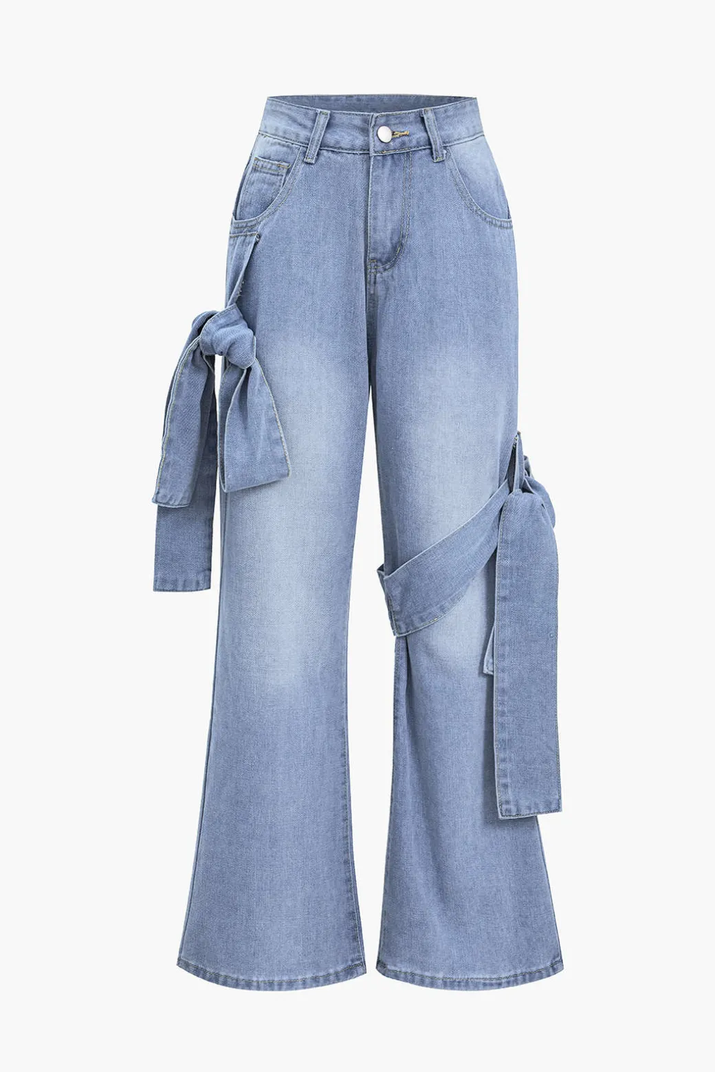 Online Denim Tie Washed Pocket Jeans Jeans