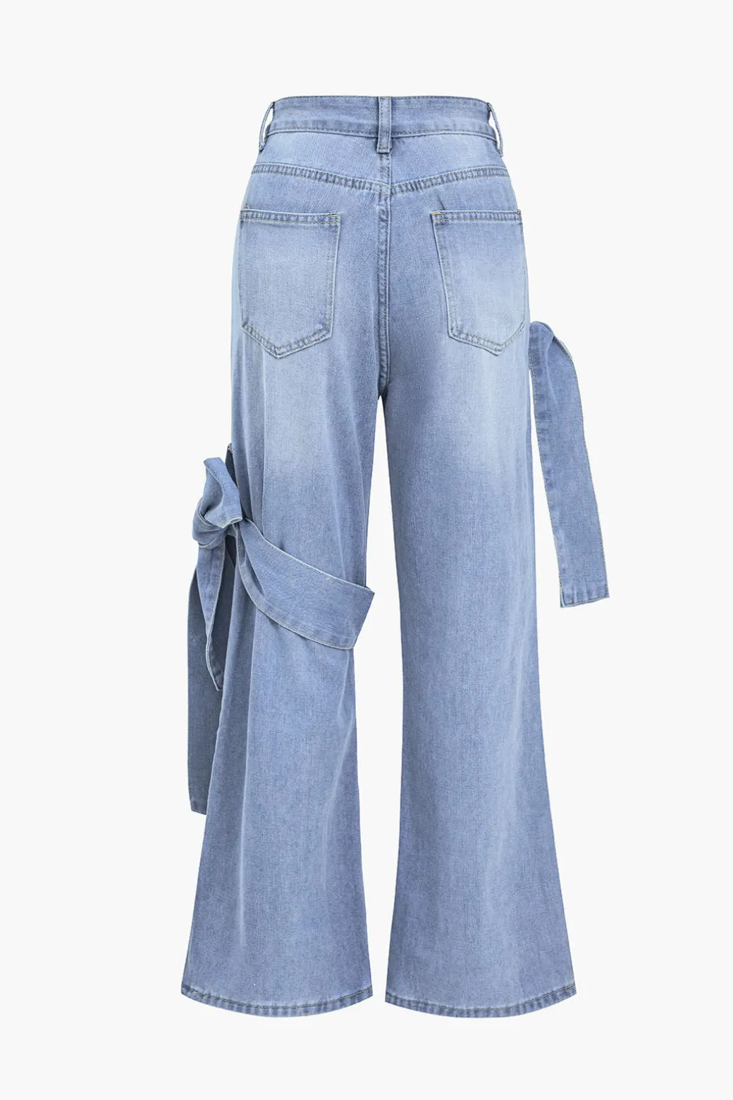 Online Denim Tie Washed Pocket Jeans Jeans