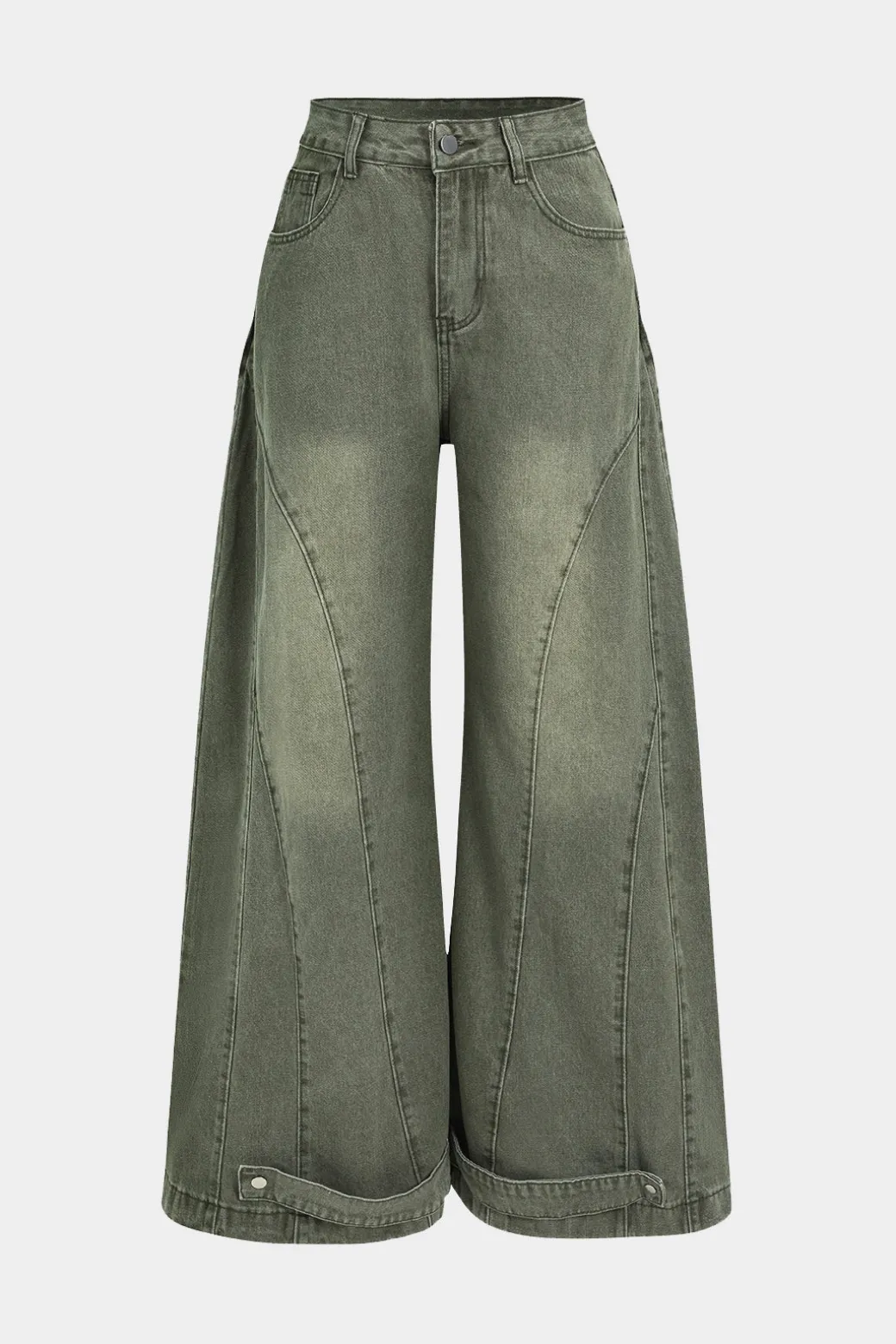 Clearance Denim Washed Wide Leg Jean Jeans