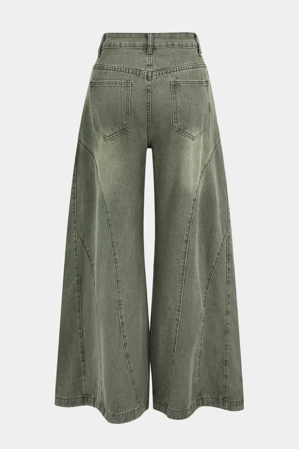 Clearance Denim Washed Wide Leg Jean Jeans